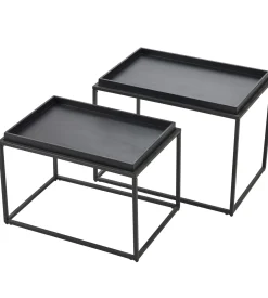 CASA Apollo Mesas Auxiliares Juego De 2 Negro