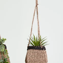 CASA Baku Macetero Colgante Negro, Natural