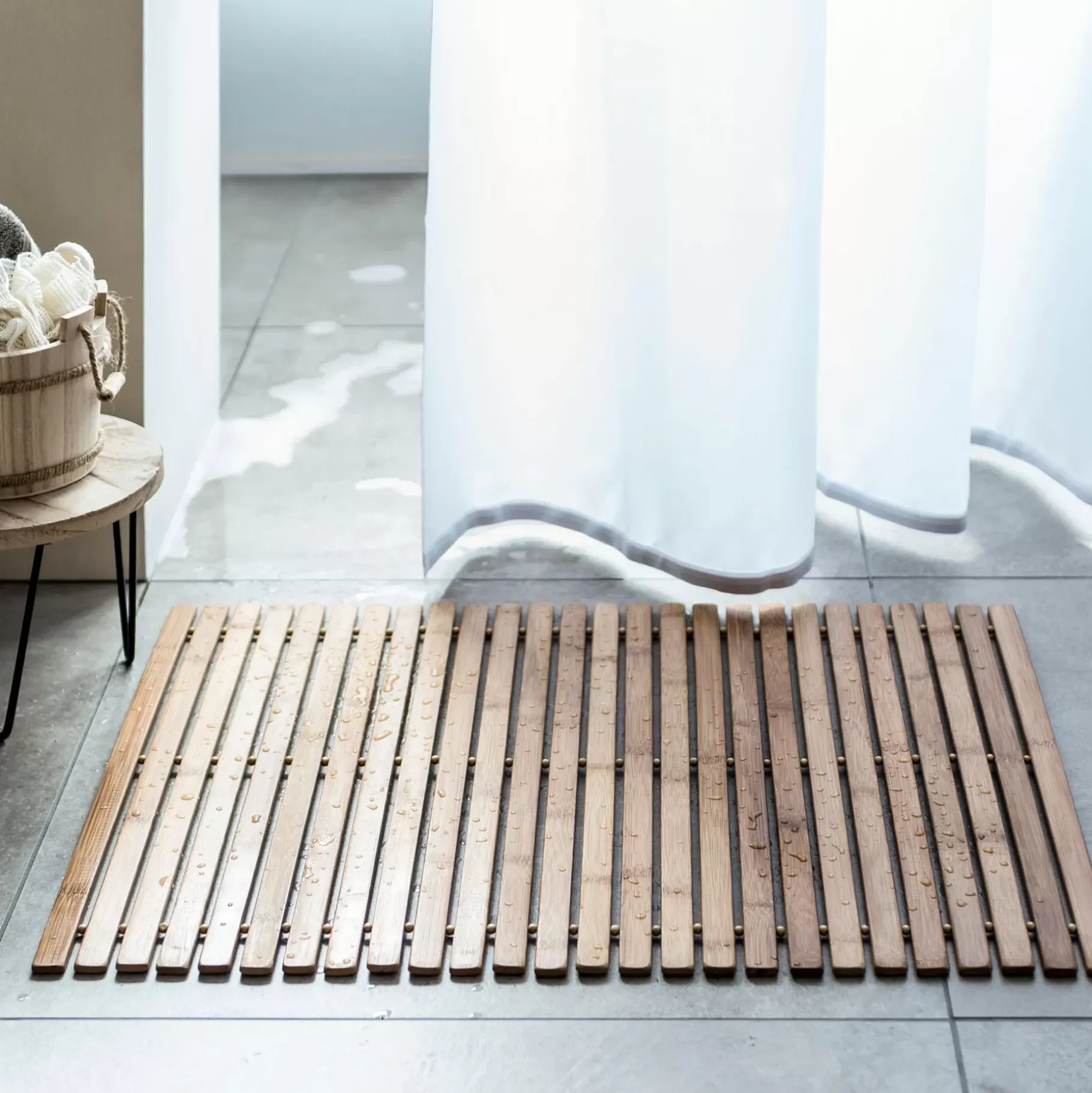 CASA Bamboo Alfombra De Bano Natural