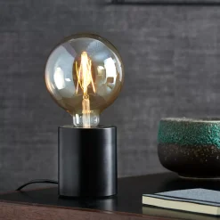 CASA Cilinder Lampara De Mesa Negro