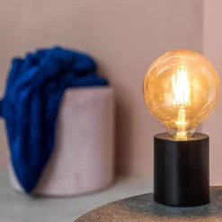 CASA Cilinder Lampara De Mesa Negro