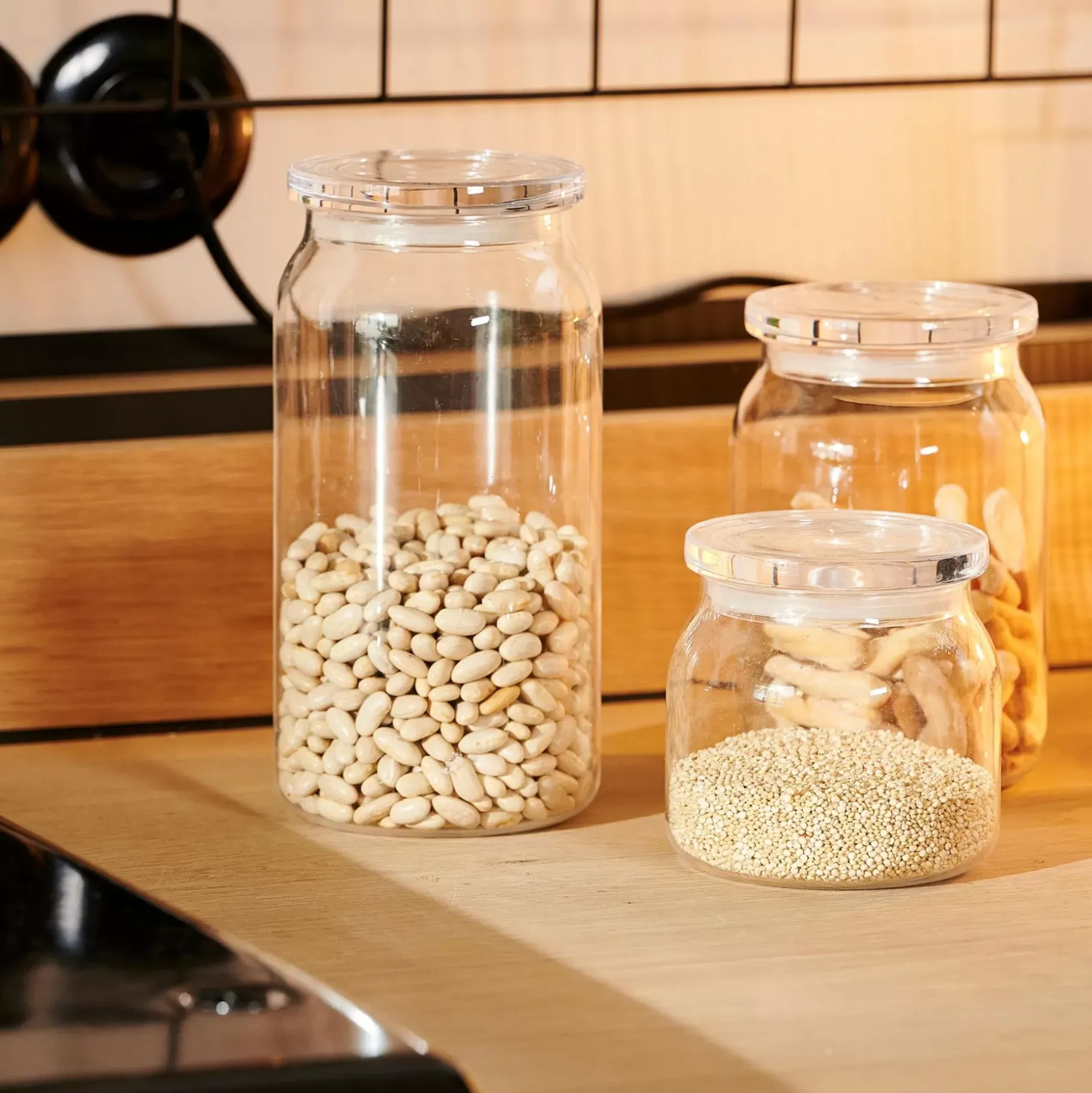 CASA Crystal Tarro De Cocina Con Tapa Transparente