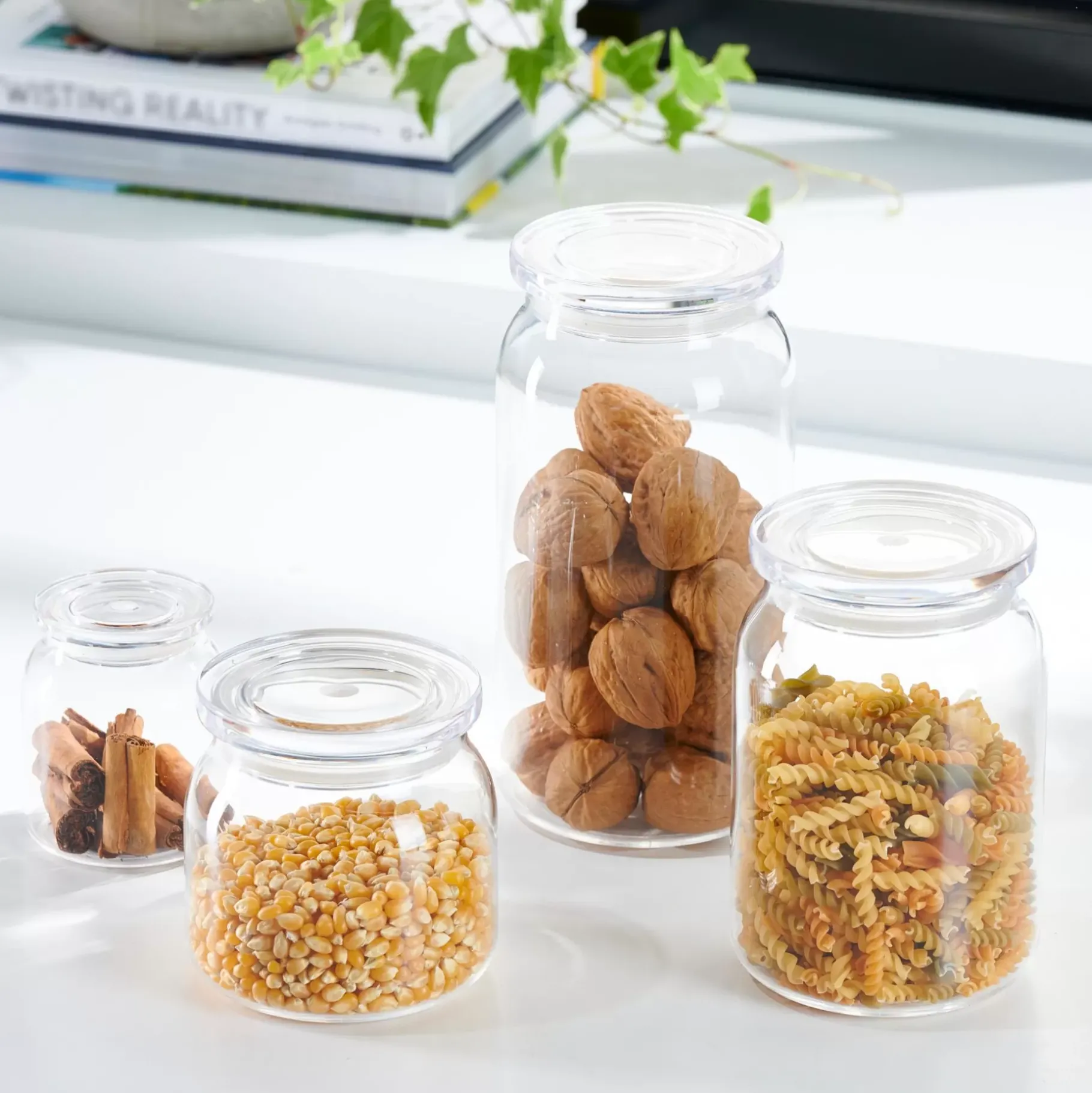 CASA Crystal Tarro De Cocina Con Tapa Transparente