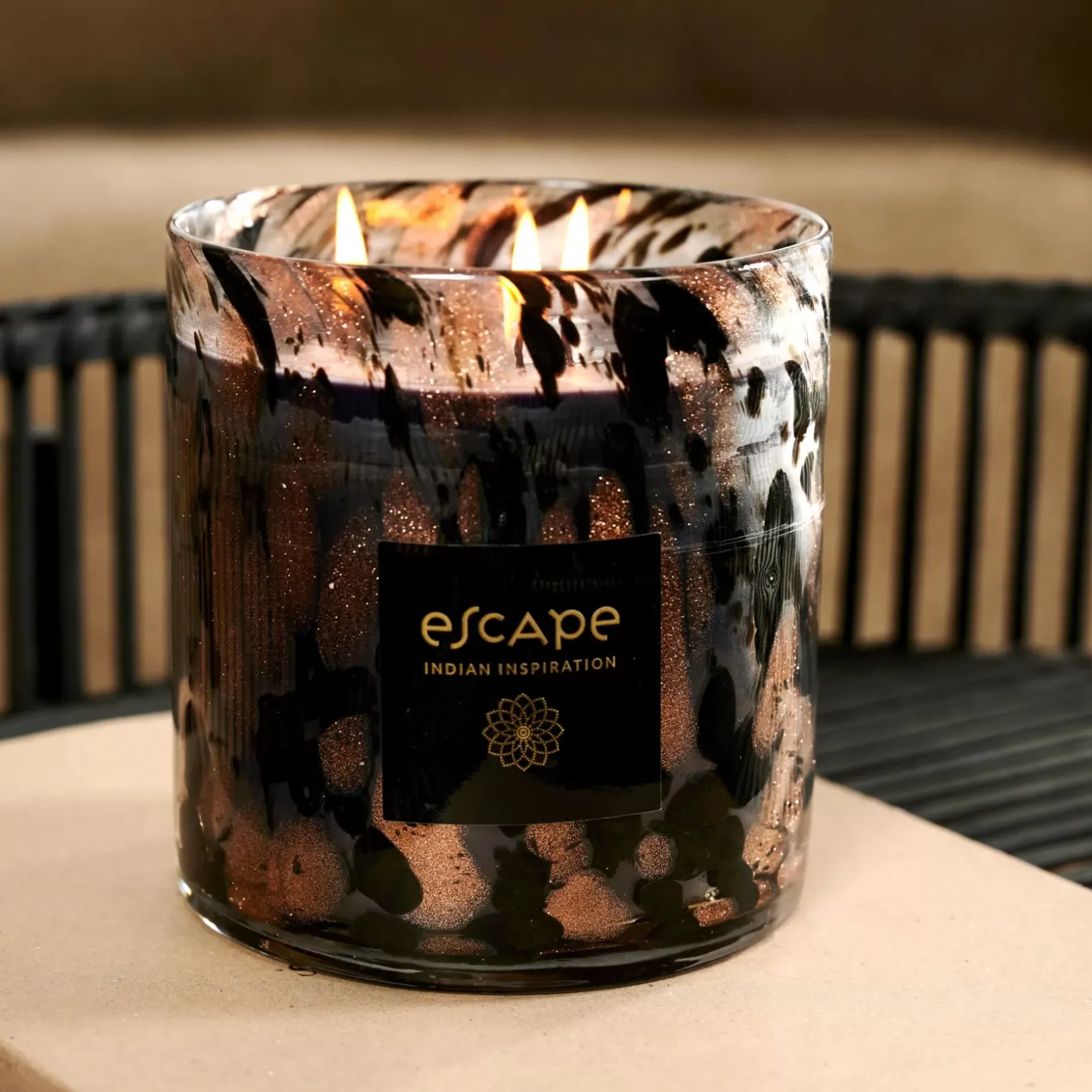 CASA Escape Indian Inspiration Vela Perfumada Xl Negro, Cobrizo, Multicolor
