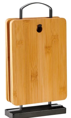 CASA Industria Tablas De Pan Con Soporte Negro, Natural