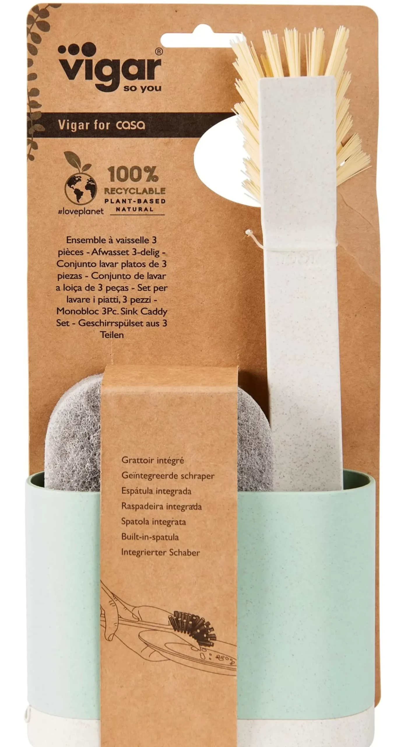 CASA Jasmin Cepillo Lavaplat/Sop Con Esponja Verde