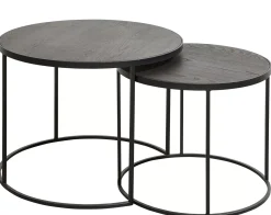 CASA Memphis Mesas Auxiliares Juego De 2 Patas Negro