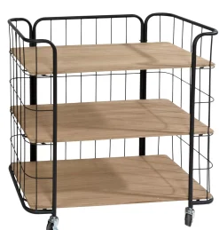 CASA Oslo Con Ruedas 3 Baldas Negro, Natural