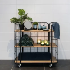 CASA Oslo Con Ruedas 3 Baldas Negro, Natural