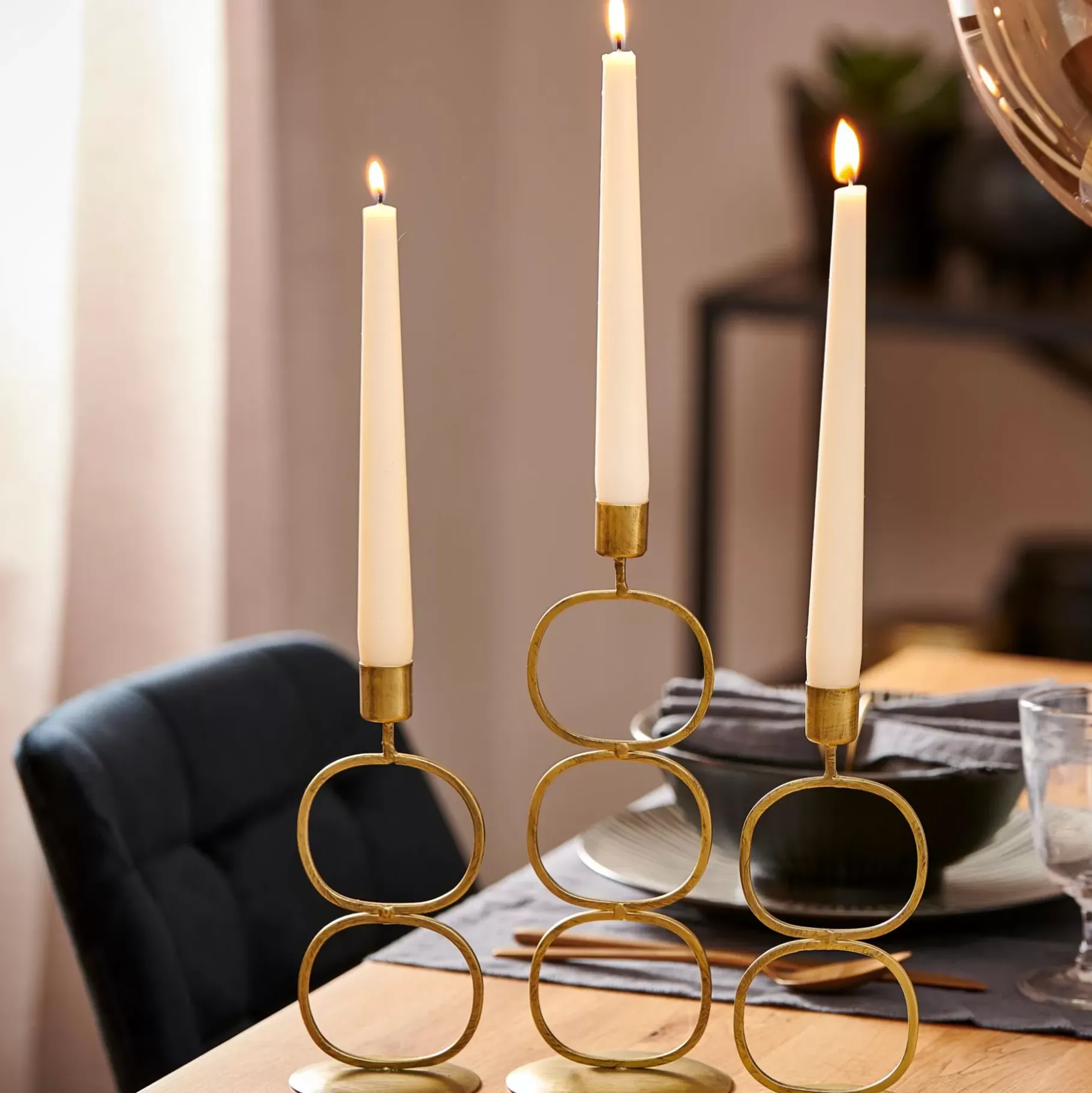 CASA Oval Portavelas Dorado