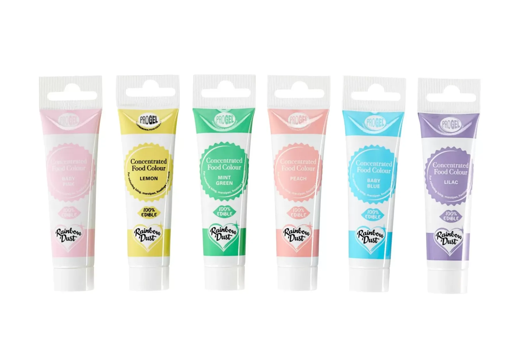 CASA Rainbowdust Paquete 6 Gel Color P/Pasta Azucar Tonos Pastel Varios Colores