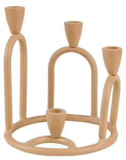 CASA Rings Candelabro Para 4 Velas Marron Claro