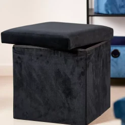 CASA Stor Puf Plegable Funcion Almac. Negro