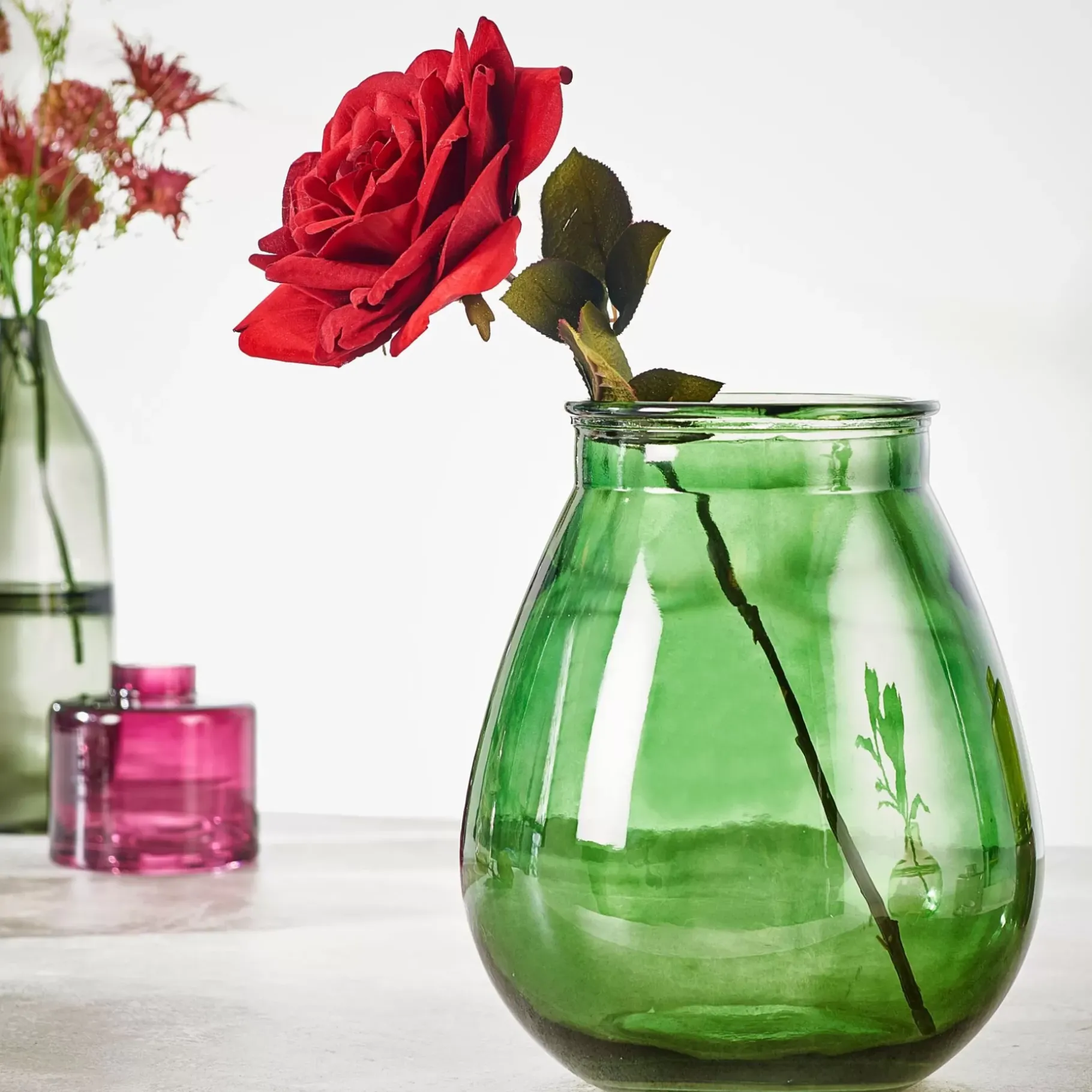 CASA Velvet Flor Artificial Rojo