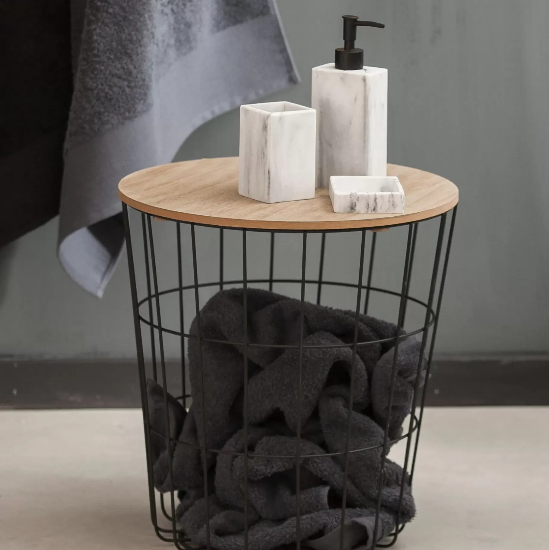 CASA Wire Mesa Auxiliar Negro, Natural