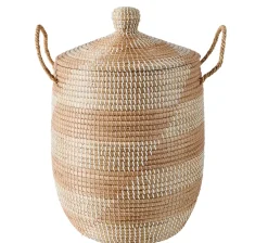 CASA Yasmine Cesta De Lujo Con Tapa Blanco, Natural