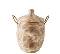 CASA Yasmine Cesta De Lujo Con Tapa Blanco, Natural