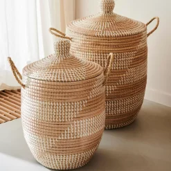 CASA Yasmine Cesta De Lujo Con Tapa Blanco, Natural