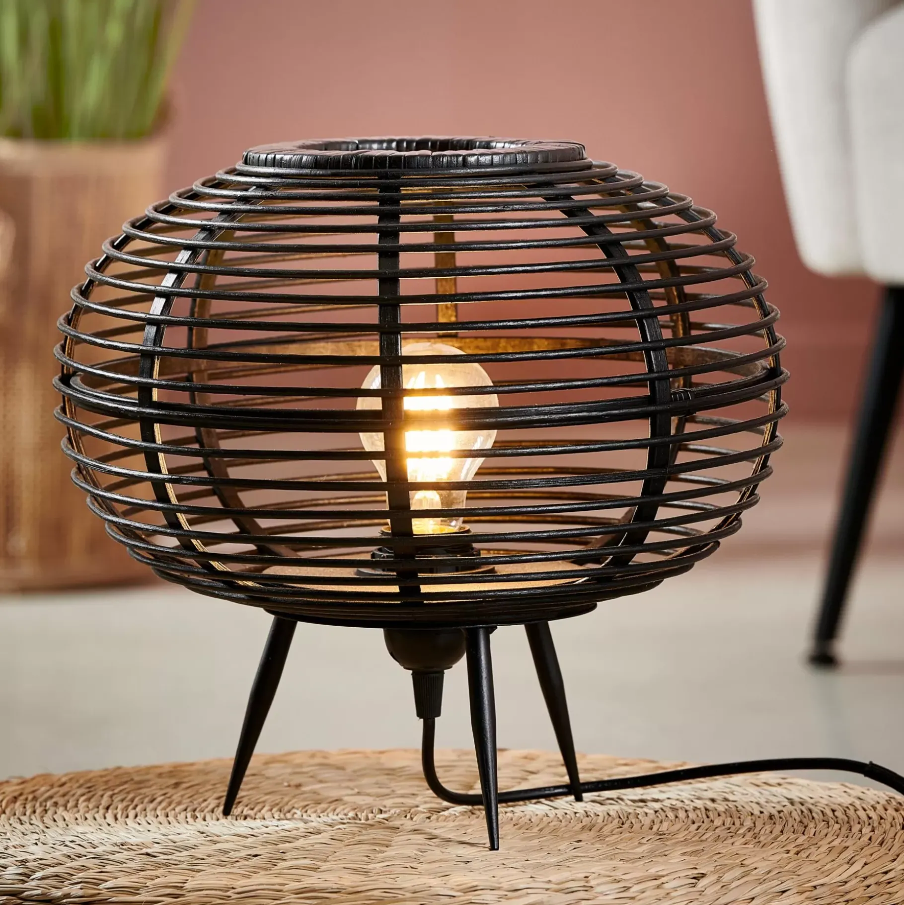 CASA Zanzi Lampara De Mesa E27 Negro